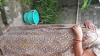 Hot sexy Kitu Bhabhi got her bro excited and got him humped by pressing her breasts and pussy outside in the garden.