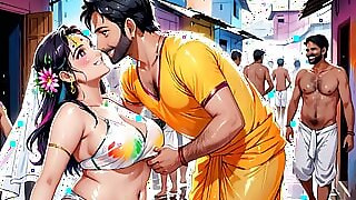 AI Generated Uncensored Anime Images Of Hot Indin Women Playing  Naughty Holi