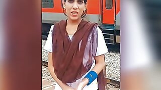 Desi college doll in railway station