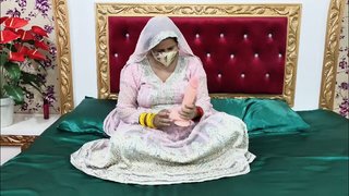 Indian Bride Amazing Sex with Big Dildo on Wedding Night 