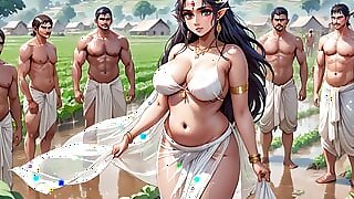 AI Generated Images of Horny Anime Indian women & Elves having fun & common bath