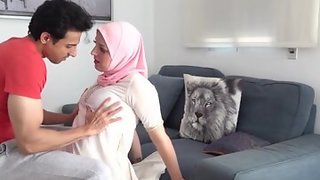 Young tramp in Hijab enjoys super-naughty sex with stepbrother