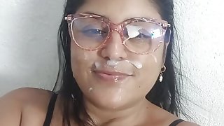 My sister interrupts me and I end up fucking her and filling her entire face with jizz