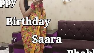 Indian beautiful Saara bhabhi feast her birthday with devar ji saara bhabhi give return gift devar ji magnificent internal ejaculation pussy