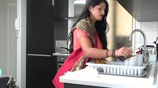 A maid with a big butt is fucked by an Indian guy