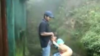 British Indian couple shag in rain storm at hill station