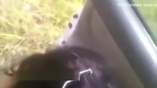 Indian cougar sucking her husband in front of the car on the freeway