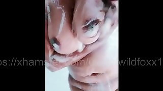 Masturbation while Bathing with Wet Pussy and Big Boobs