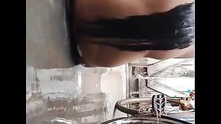 Indian lengthy hair wifey sampoo hair wash open bod bathing