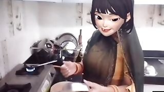 Naughty Desi Wife husband with cooking by her fuckfest